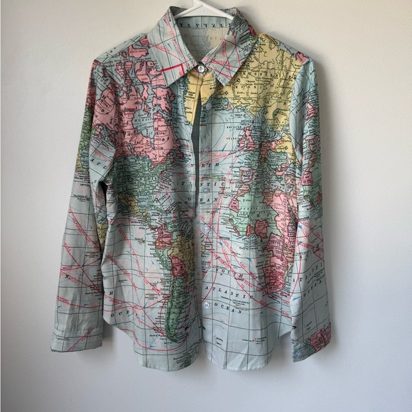 World Map Print Button down - Picture 1 of 9